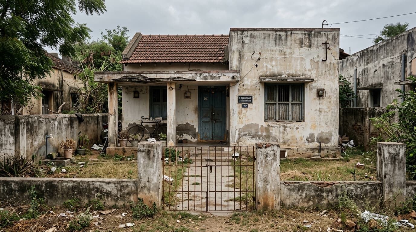 Weathered residential house before architectural renovation